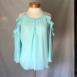 Premise Petite Cold-Shoulder Aqua Top PS N…